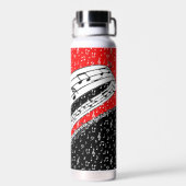 Rote und schwarze Musik Trinkflasche (Rückseite)