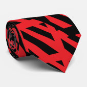 Rote und schwarze Necktie mit abstraktem Design Krawatte (Gerollt)