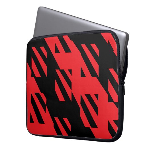 Rote und schwarze Notebookgehäuse mit Abstraktem M Laptopschutzhülle (Vorderseite Links)