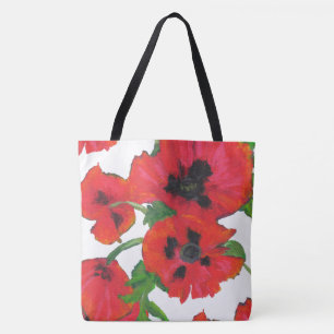 Rote und schwarze orientalische Mohnblumen auf Tasche