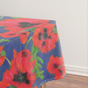 Rote und Schwarze Orientalische Poppies Muster auf Tischdecke