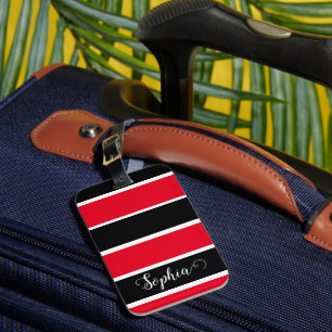 Rote und schwarze personalisierte Namensstreifen Gepäckanhänger