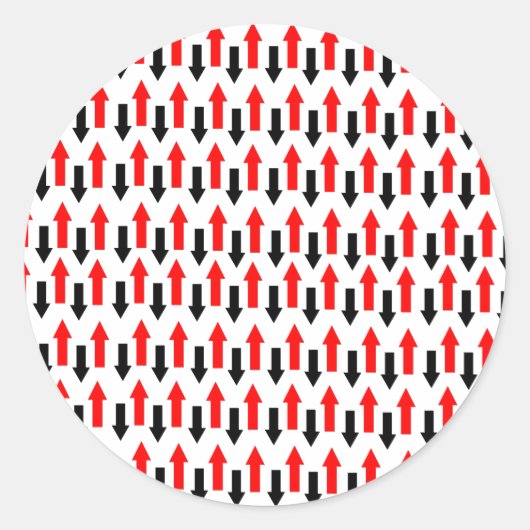 Rote und schwarze Pfeile nach unten Runder Aufkleber (Vorderseite)