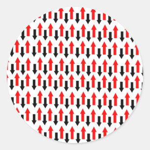 Rote und schwarze Pfeile nach unten Runder Aufkleber