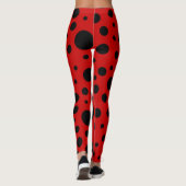 Rote und schwarze Polka Dots Leggings (Rückseite)