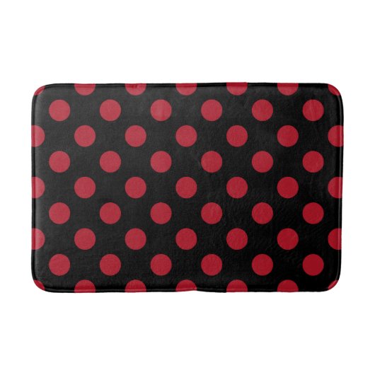 Rote und schwarze Polka-Punkte Badematte (Vorderseite)