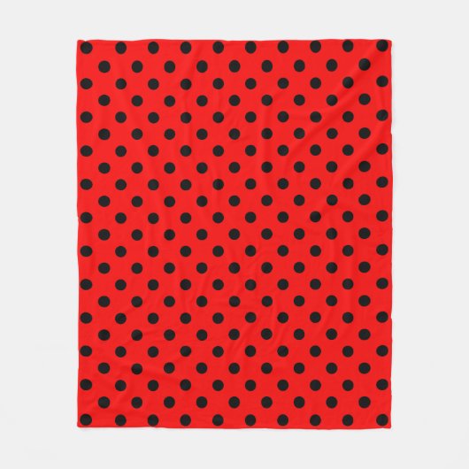 Rote und schwarze Polka-Punkte Fleecedecke (Vorderseite)