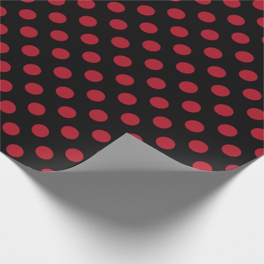 Rote und schwarze Polka-Punkte Geschenkpapier (Ecke)