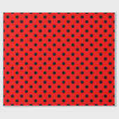 Rote und schwarze Polka-Punkte Geschenkpapier (Flach)