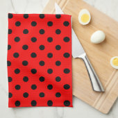 Rote und schwarze Polka-Punkte Geschirrtuch (Viertel Falte)