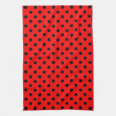Rote und schwarze Polka-Punkte Geschirrtuch (Vertikal)