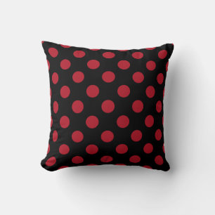 Rote und schwarze Polka-Punkte Kissen