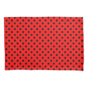 Rote und schwarze Polka-Punkte Kissenbezug