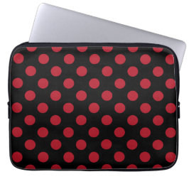 Rote und schwarze Polka-Punkte Laptopschutzhülle