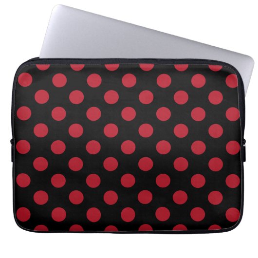 Rote und schwarze Polka-Punkte Laptopschutzhülle (Vorderseite)