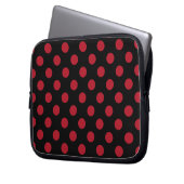 Rote und schwarze Polka-Punkte Laptopschutzhülle (Vorderseite Links)