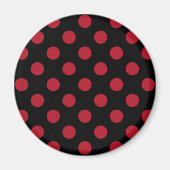 Rote und schwarze Polka-Punkte Magnet (Vorne)