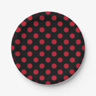 Rote und schwarze Polka-Punkte Pappteller
