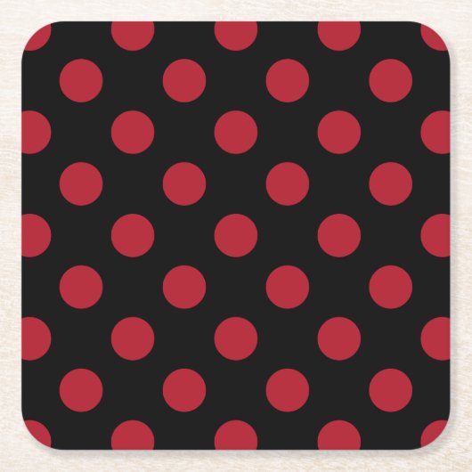 Rote und schwarze Polka-Punkte Rechteckiger Pappuntersetzer (Vorderseite)