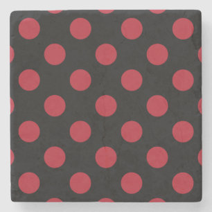 Rote und schwarze Polka-Punkte Steinuntersetzer