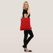 Rote und schwarze Polka-Punkte Tasche (Am Model)