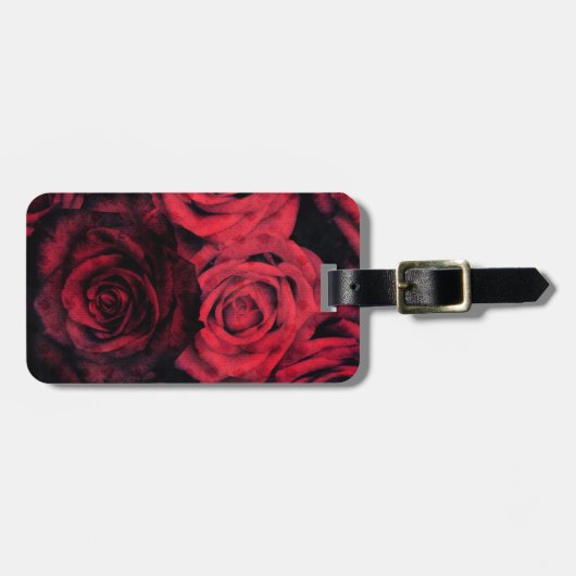 Rote und schwarze Polkapunkt-Rosen Gepäckanhänger (Vorderseite horizontal)