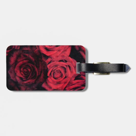 Rote und schwarze Polkapunkt-Rosen Gepäckanhänger (Rückseite horizontal)