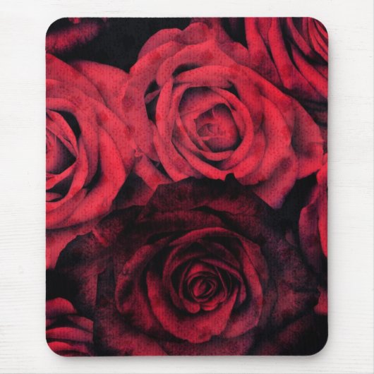 Rote und schwarze Polkapunkt-Rosen Mousepad (Vorne)