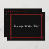 Rote und schwarze Poster-Art Hochzeit RSVP Postkar Einladungspostkarte (Vorne/Hinten)