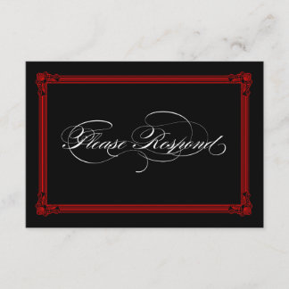 Rote und schwarze Poster Style Hochzeit RSVP Karte