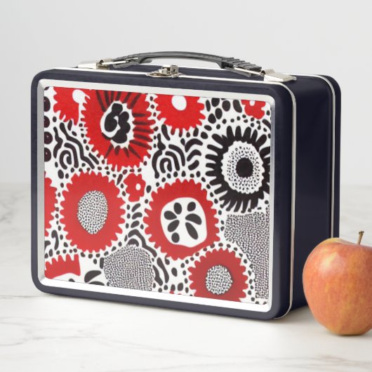 Rote und schwarze Punkte Metall Brotdose (Beispiel)