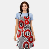 Rote und schwarze Punkte Schürze (Getragen)