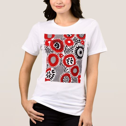 Rote und schwarze Punkte Tri-Blend Shirt (Vorderseite)