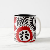 Rote und schwarze Punkte Zweifarbige Tasse (VorderseiteRechts)