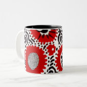 Rote und schwarze Punkte Zweifarbige Tasse (Vorderseite Links)