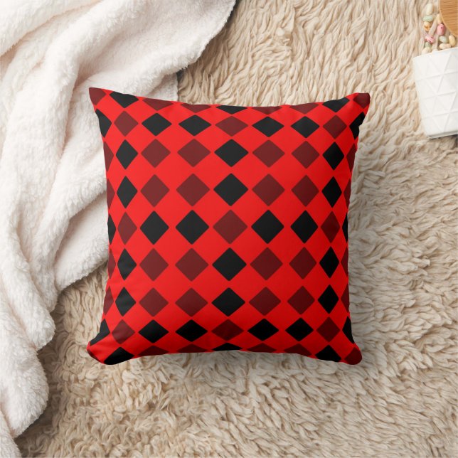 Rote und schwarze Quadrate Kissen (Decke)