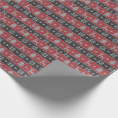 Rote und schwarze Rentiere Herzklopfen Moderne Wei Geschenkpapier (Ecke)