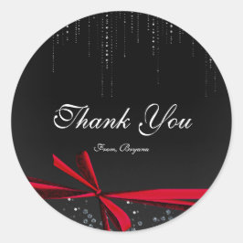 Rote und schwarze Ribbon Bow Rhinestones Bling Sti Runder Aufkleber