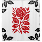Rote und schwarze Rose Blumen Modernes Minimales G Duschvorhang (Vorderseite)