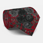 Rote und schwarze Rose Gothic Wedding Men's Krawat Krawatte (Gerollt)