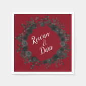 Rote und schwarze Rose Gothic Wedding Napkins Serviette (Vorderseite)