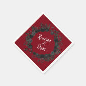 Rote und schwarze Rose Gothic Wedding Napkins Serviette (Ecke)