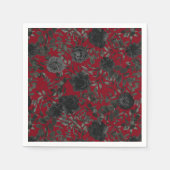 Rote und schwarze Rose Gothic Wedding Napkins Serviette (Vorderseite)