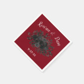 Rote und schwarze Rose Gothic Wedding Napkins Serviette (Ecke)