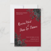 Rote und schwarze Rose Gothic Wedding Save the Dat Einladung (Vorderseite)
