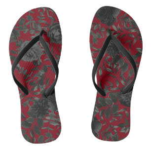Rote und schwarze Rose Gotische Hochzeitflöße Badesandalen