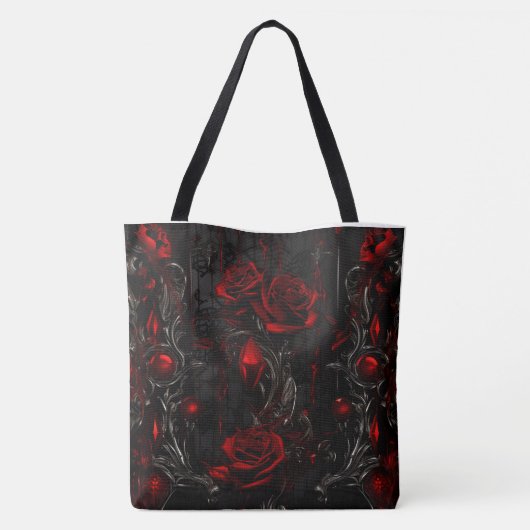 Rote und schwarze Rose Tasche (Rückseite)