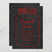 Rote und schwarze Rustikale Mason Jar Hochzeit Ein Einladung (Vorne/Hinten)