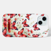 Rote und schwarze Schmetterlinge Floral iPhone / i Case-Mate iPhone Hülle (Rückseite (Horizontal))