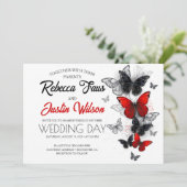 Rote und schwarze Schmetterlinge Morpho Monarch Einladung (Stehend Vorderseite)